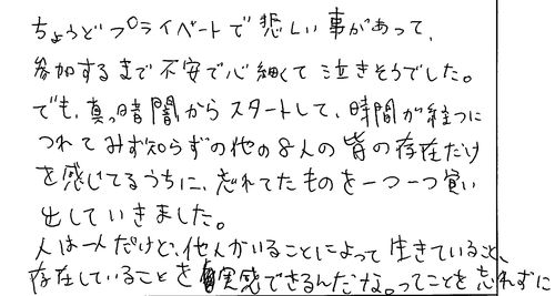 30代　女性　会社員　　知らない参加者と一心同体になれると是非薦めたい、